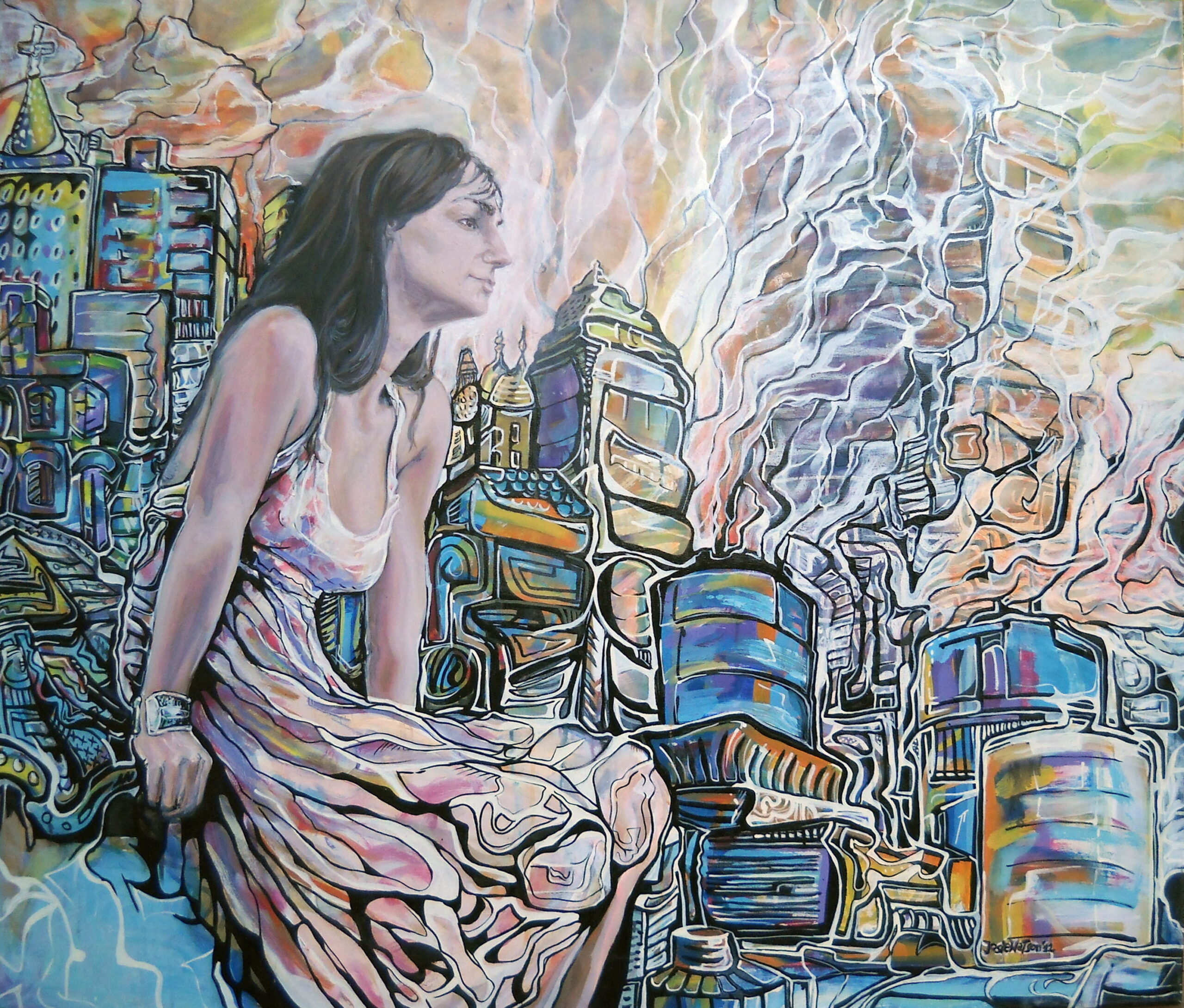 Art series - Pinturas - Ciudad Automatica - 11 Arde Ciudad Automatica..