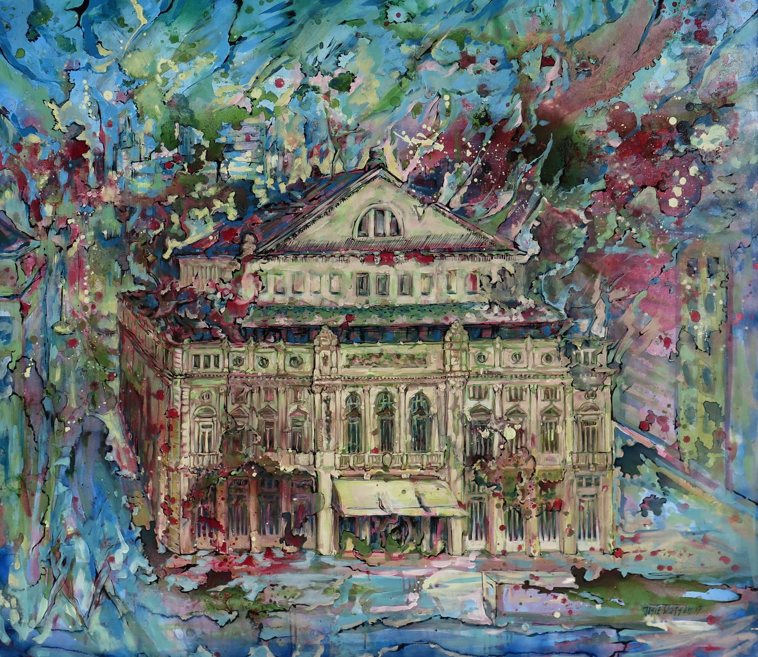 Art series - Pinturas - Ciudad Automatica - 44 Música.. Esperando el tren Buenos Aires WatsOnArt Josie Watson Arte