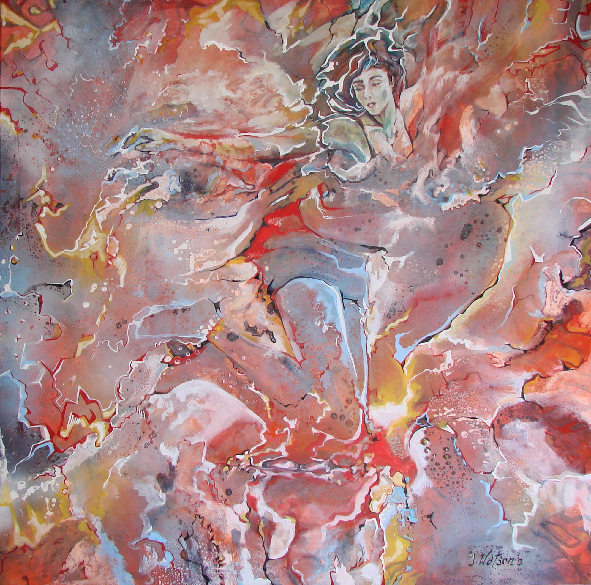 Art series - Pinturas - Implosion y espaciales - 12. Fuego 2.. Esperando el tren Buenos Aires WatsOnArt Josie Watson Arte