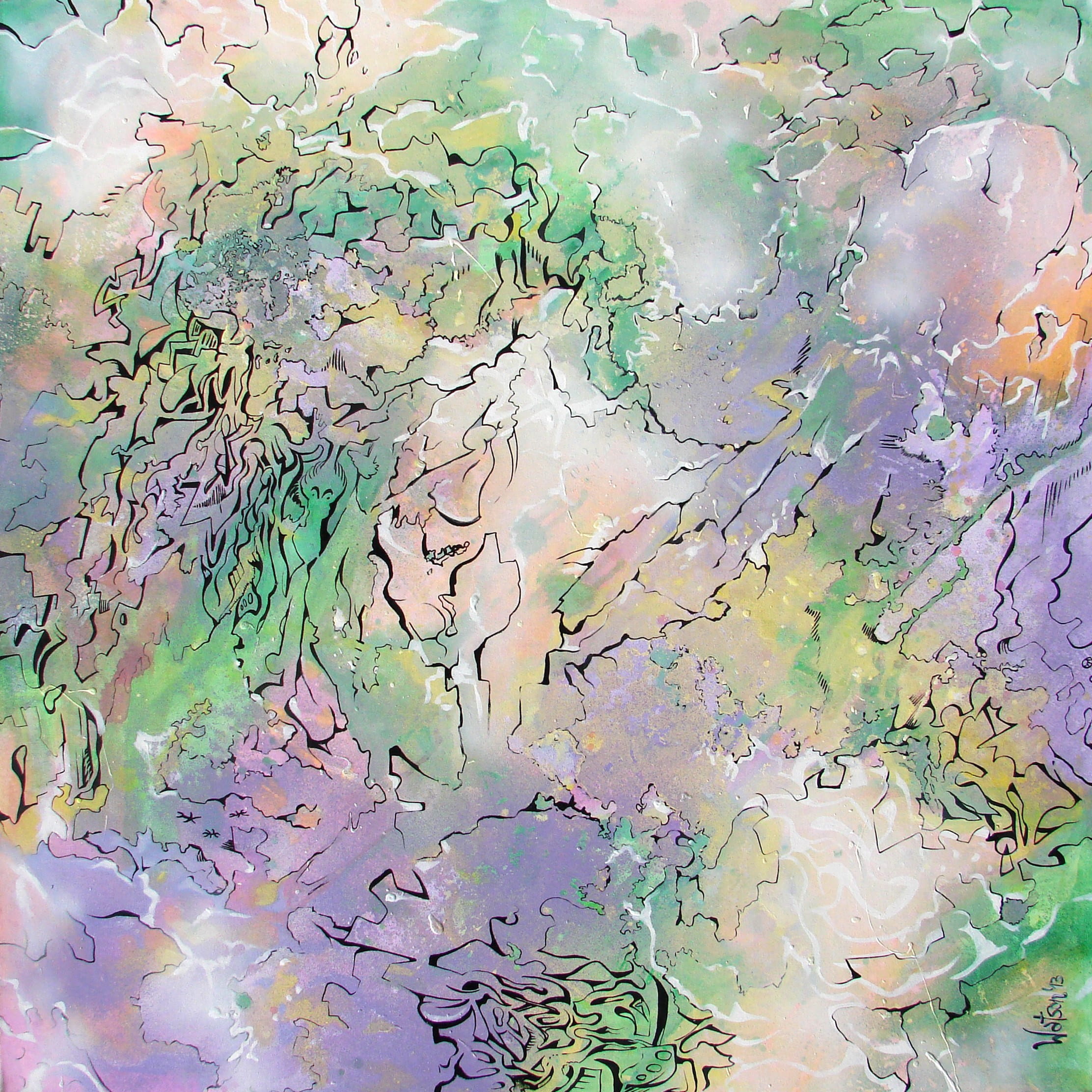 Art series - Pinturas - Implosion y espaciales - 15. Neuroexotic.. Esperando el tren Buenos Aires WatsOnArt Josie Watson Arte