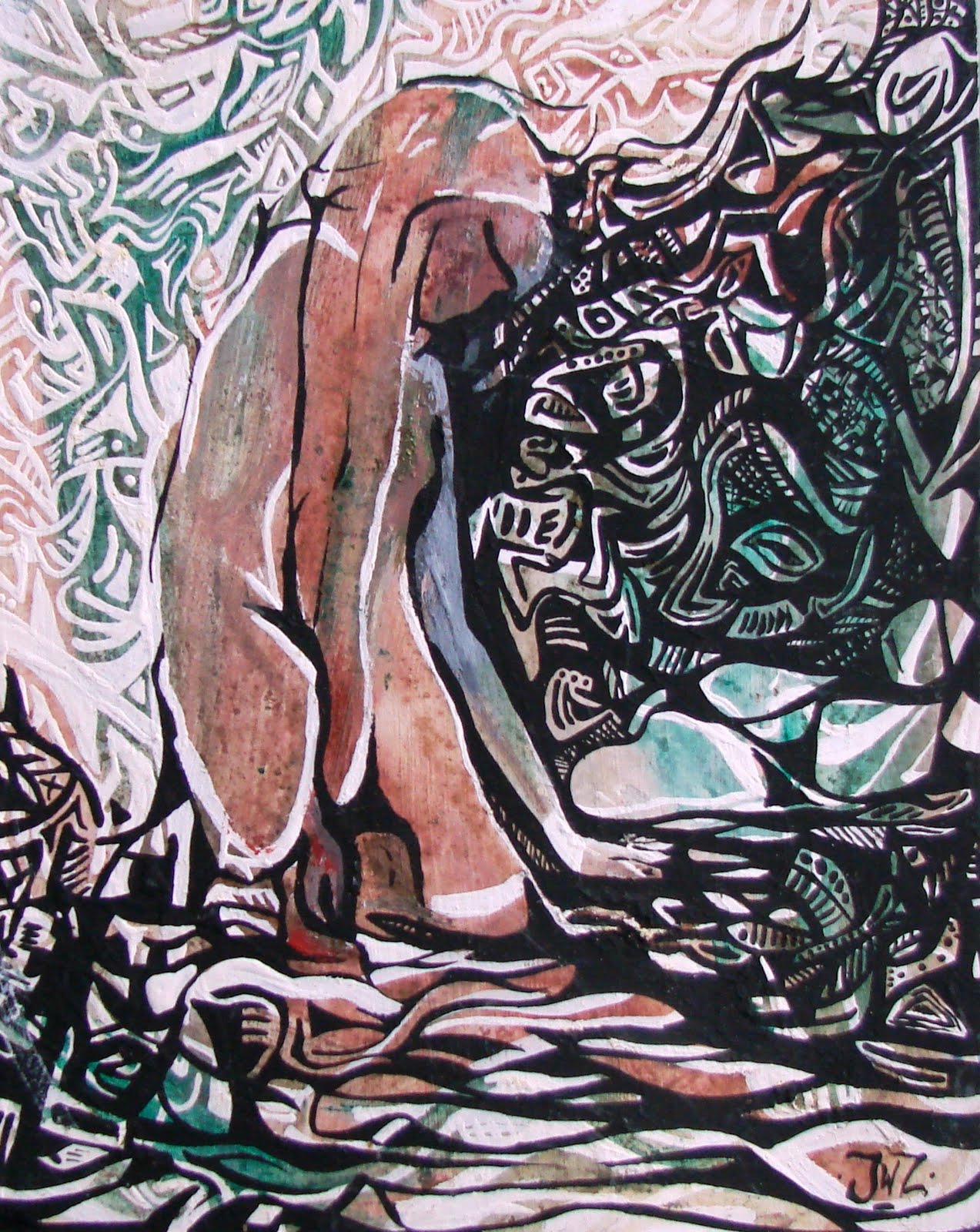 Art series - Pinturas - Nueva Figuracion49 Esperando el tren Buenos Aires WatsOnArt Josie Watson Arte
