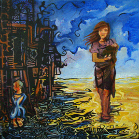 Art series - Pinturas - Oil paintings - 8 Esperando el tren Buenos Aires WatsOnArt Josie Watson Arte