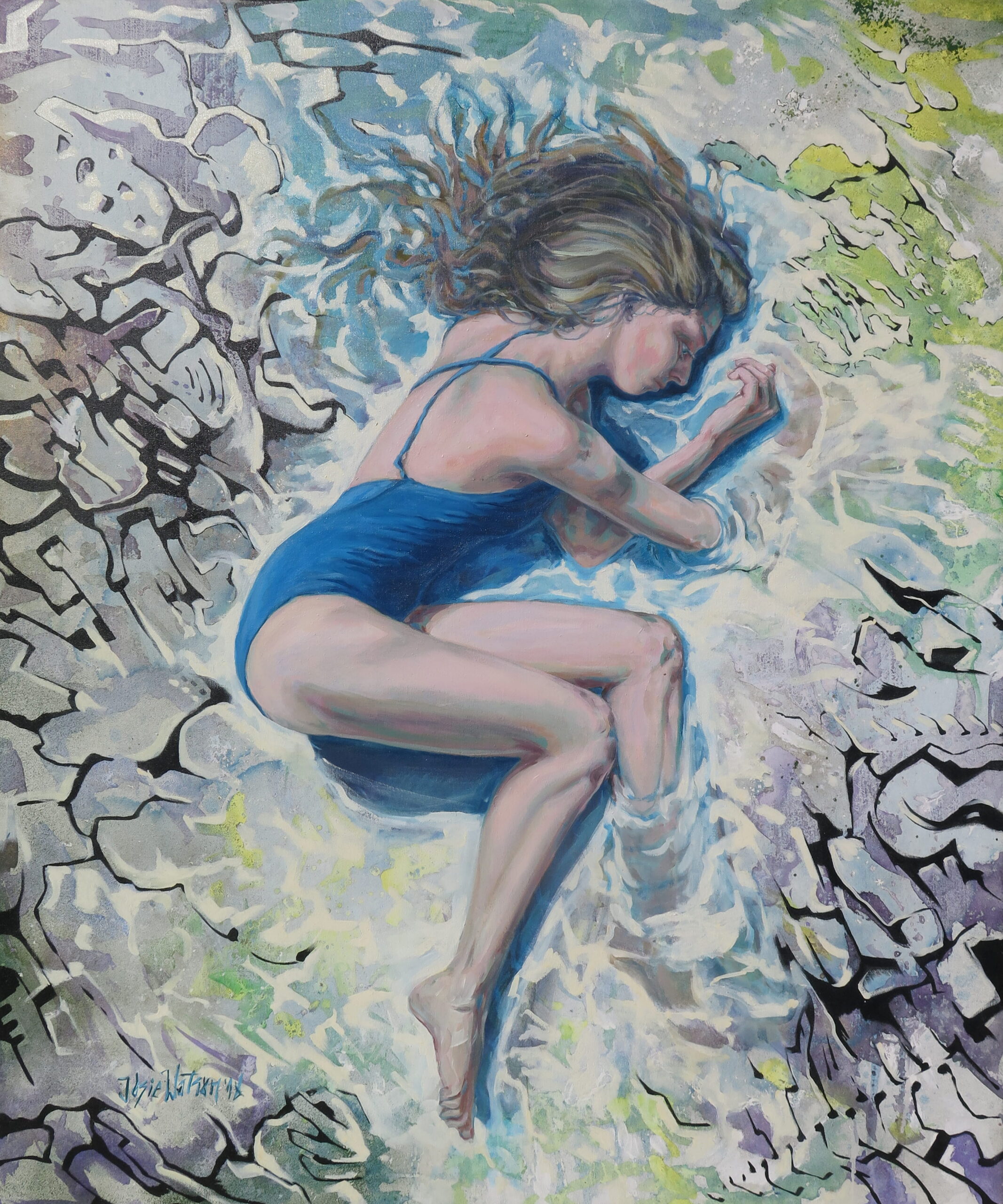 Mx Jo Watson - Art series - Pituras - Automatismos - Art series - Pinturas - Nadadora b Esperando el tren Buenos Aires WatsOnArt Josie Watson Arte